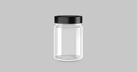 Premium Glass Jar with black metal lid 3D Illustration