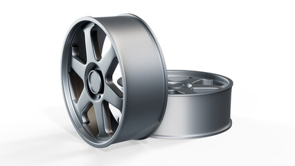 Car wheels isolated on white background 3d render