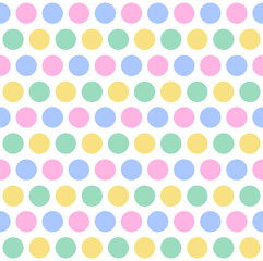 Cute Polka Dot Circle Geometric Sweet Element Rainbow Purple Blue Green Yellow Orange Pink Pattern Cartoon Illustration, Mat, Fabric, Textile, Scarf, Wrapping Paper