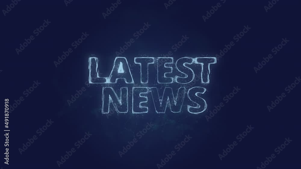 Poster Latest news text. Plexus with text Latest news. Plexus. 4K video