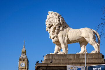 South Bank Lion , 1837 sculpture , westminster bridge, London, England, Great Britain