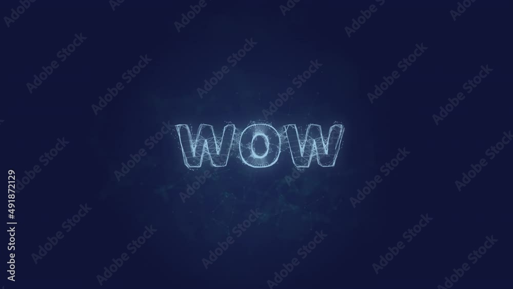 Aufkleber Wow text. Plexus with text wow. Plexus. 4K video