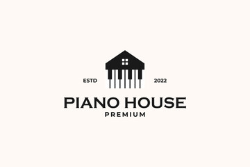 House piano logo design vector template