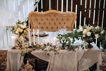 Decoration of a place in the restaurant for a festive dinner