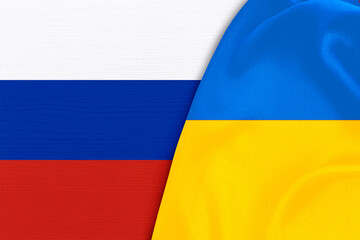 Ukraine and Russia flags background