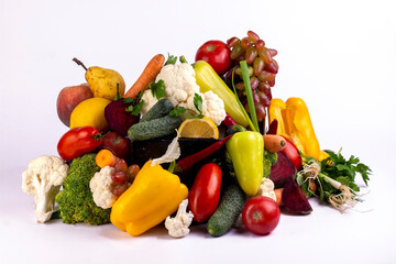 Colorful different fresh vegetables on white background