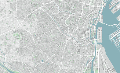 Detailed map of southern Tokyo, Japan