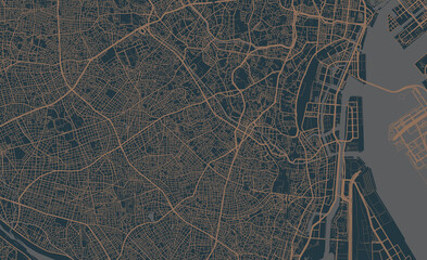 Detailed map of southern Tokyo, Japan