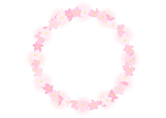 桜の花の円形フレームイラスト