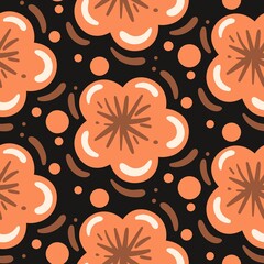 seamless pattern orange flower creative design background vector illustration