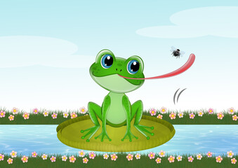 frog catches insects with its tongue