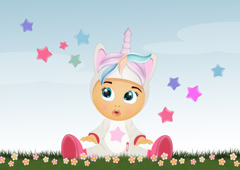 Obraz na płótnie Canvas baby with unicorn costume