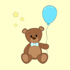 Cartoon teddy bear with balloon.