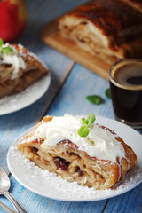 Traditional Austrian strudel with apples	