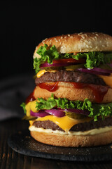 A double burger in low key	