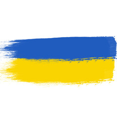 Ukrainian flag painted with a brush on a white background.  Ukrainian symbol