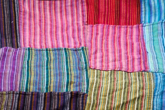 abstract fabric background made in pathwork , reuse, recycling fabric