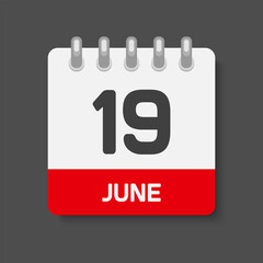 Icon day date 19 June, template calendar page