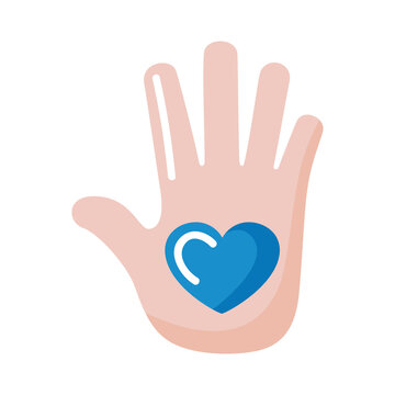 hand with blue heart