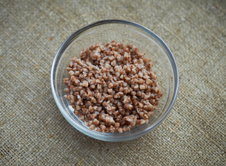 Buckwheat  in a clear glass bowl