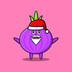 Cute Cartoon mascot character Onion santa claus character christmas in modern design