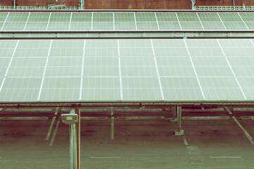 Lots of solar panels roof shape. Solar energy Change to electric power for use in buildings or...