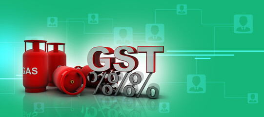3D rendering illustration Gas Cylinder with gst
