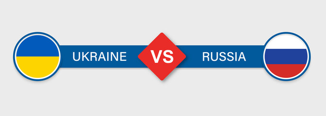Ukraine VS Russia War Concept. Ukraine and Russia Military Conflict Symbol. Ukrainian Russian Conflict Realistic Banner. International Crisis. Ukraine Versus Russia. Isolated Vector Illustration
