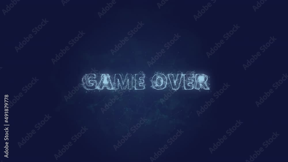 Poster Game Over text. Plexus with text Game Over. Plexus. 4K video