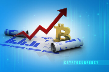 3d rendering Stock market online business concept. business Graph  with bit coin

