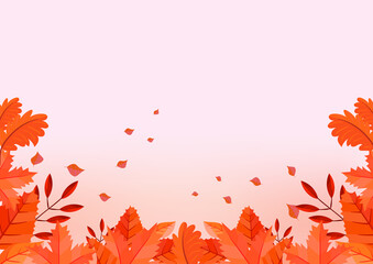 Happy Thanksgiving Day celebration card with orange maple autumn leaves vector background