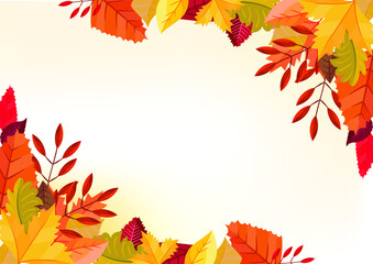 Corners with autumn leaves frame beautiful background