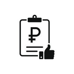Ruble money checklist with a thumbs up. Good financial report, tax form, income statement icon concept isolated on white background. Vector illustration