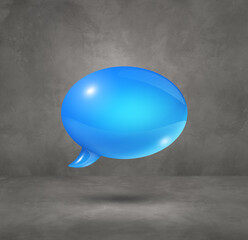 Blue speech bubble on grey square background