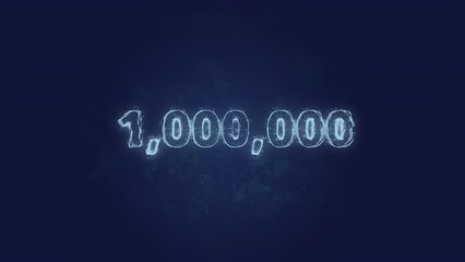 One million number text. Plexus with text one million number. Plexus. 4K video