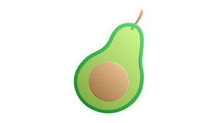 illustration. avocado on a white background, a green vegetable with a bone inside. an avocado with a brown seed inside. healthy food for athletic people