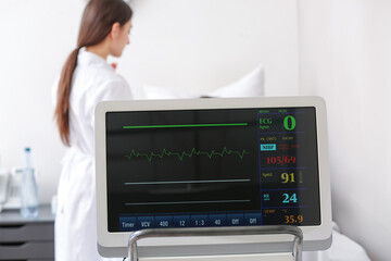 Modern heart rate monitor in hospital