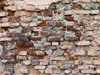 Brick wall texture background. Old bricks pattern. Painted light brown brick wall texture design