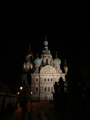 Fototapeta na wymiar Church of the Savior on Spilled Blood in Saint Petersburg, Russia. Russian Orthodox church and museum in Saint Petersburg city center at night