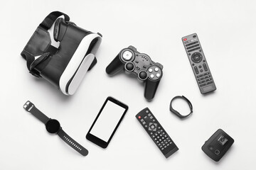 Set of modern gadgets isolated on white background