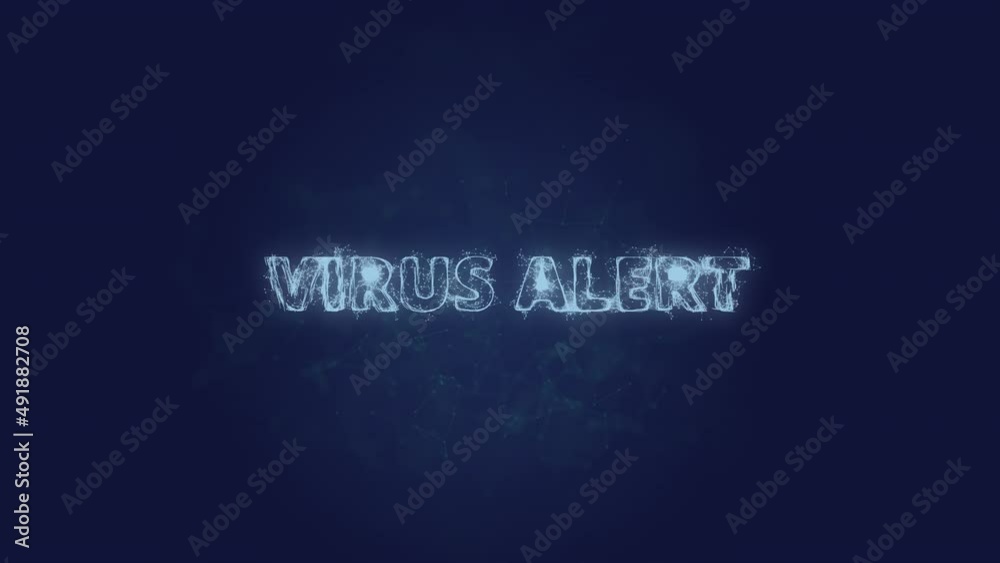 Aufkleber Virus alert text. Plexus with text virus alert. Plexus. 4K video