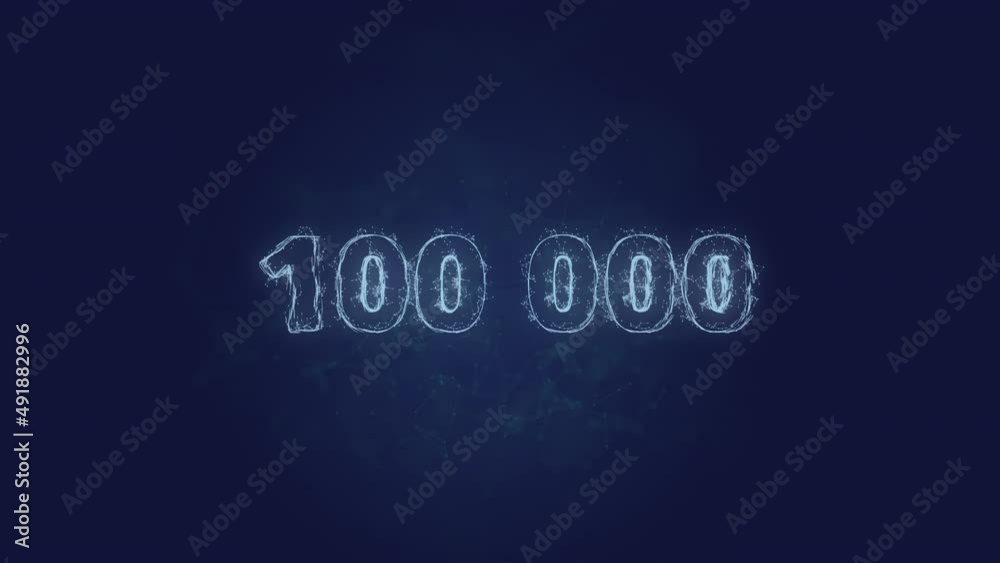 Aufkleber 100000 text. Plexus with text 100000. Plexus. 4K video