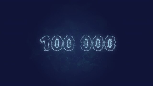 100000 text. Plexus with text 100000. Plexus. 4K video