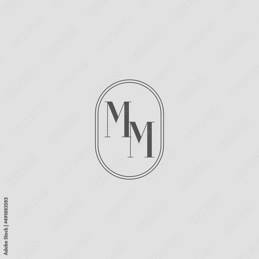 Wall mural Initial MM wedding monogram logo design