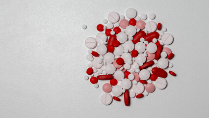 pills, white, pink and red