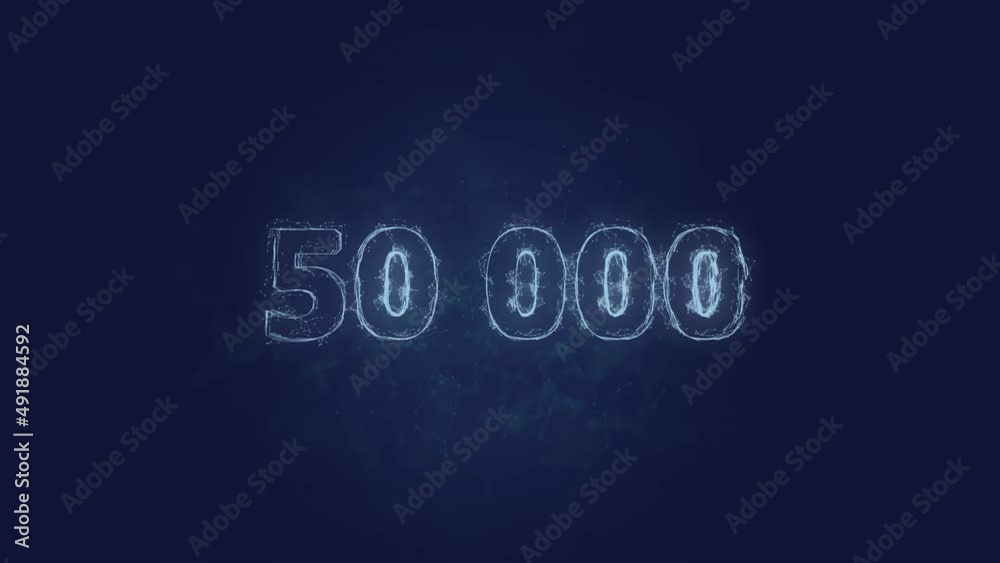 Aufkleber 50 000 text. Plexus with text 50 000. Plexus. 4K video
