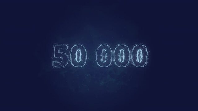 50 000 text. Plexus with text 50 000. Plexus. 4K video
