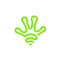 frog hand logo monoline design illustration combined with wifi symbol