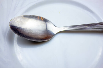 The Empty plate and spoon. Hunger. Lack of food.