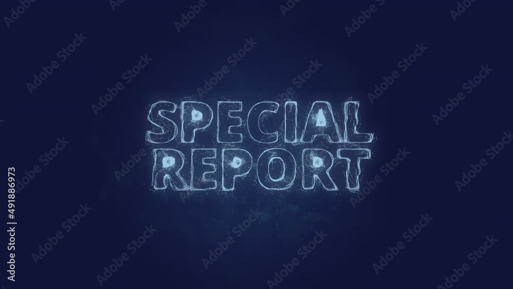 Poster Special Report text. Plexus with text Special Report. Plexus. 4K video